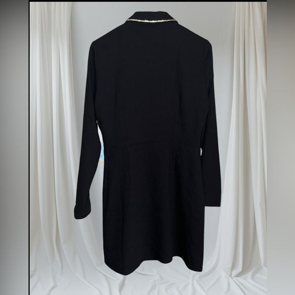 CeCe Women's Rhinestone Trim Long Sleeve Collared Wrap Dress - Picture 8 of 9